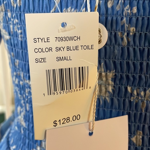 WAYF - Sky Blue Toile Crop Top - Picture 8 of 8